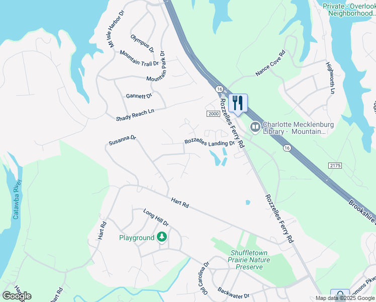 map of restaurants, bars, coffee shops, grocery stores, and more near 2533 Richard Rozzelle Drive in Charlotte