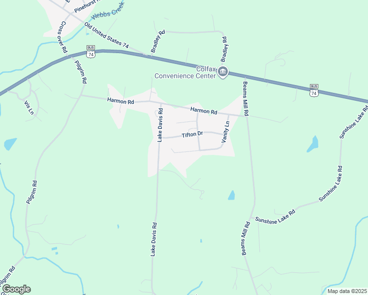 map of restaurants, bars, coffee shops, grocery stores, and more near 284 Vanity Lane in Ellenboro