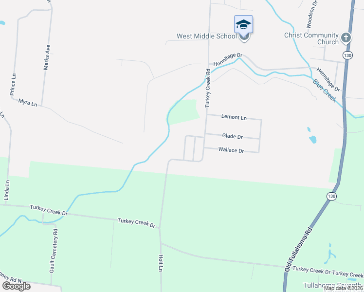 map of restaurants, bars, coffee shops, grocery stores, and more near 308 Chesapeake Drive in Tullahoma