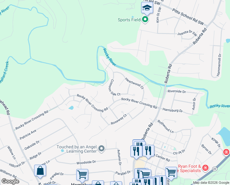 map of restaurants, bars, coffee shops, grocery stores, and more near 5854 Crimson Oak Court in Harrisburg