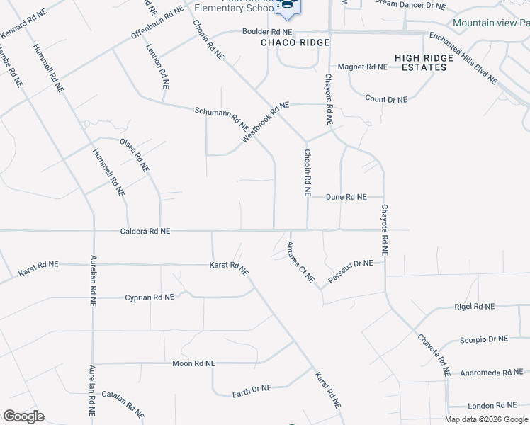map of restaurants, bars, coffee shops, grocery stores, and more near Schumann Road Northeast in Rio Rancho