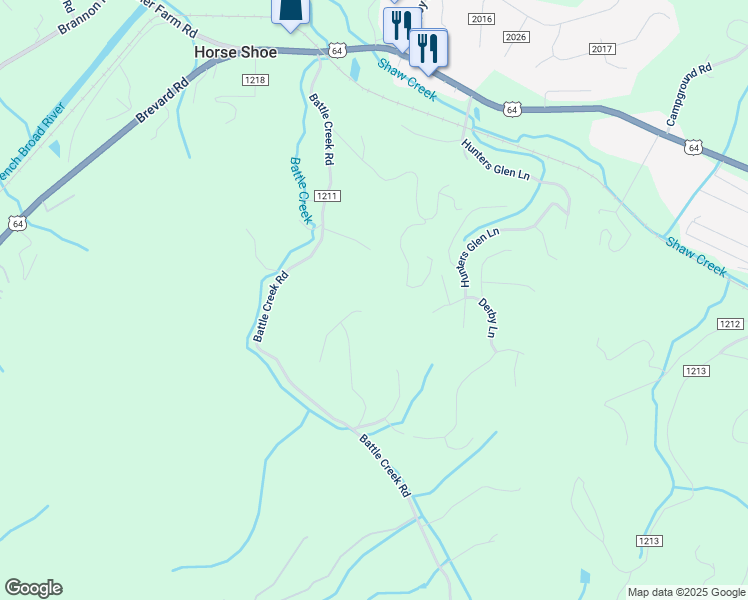 map of restaurants, bars, coffee shops, grocery stores, and more near 45 Laurel Way East in Horse Shoe
