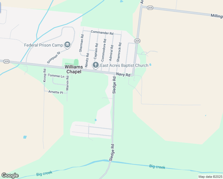 map of restaurants, bars, coffee shops, grocery stores, and more near 7629 Sledge Road in Millington