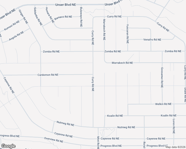 map of restaurants, bars, coffee shops, grocery stores, and more near Curry Road Northeast in Rio Rancho