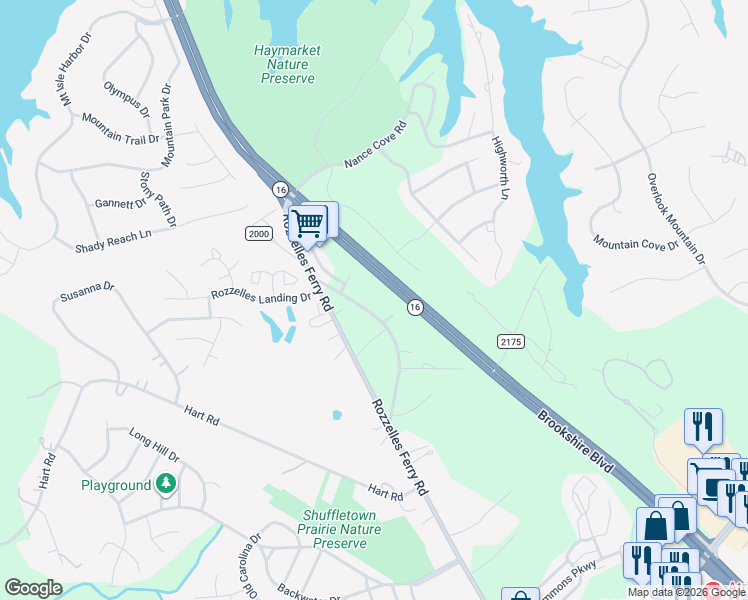 map of restaurants, bars, coffee shops, grocery stores, and more near 11418 Tema Circle in Charlotte