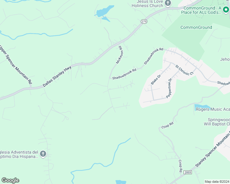 map of restaurants, bars, coffee shops, grocery stores, and more near 1006 Daniel Drive in Stanley