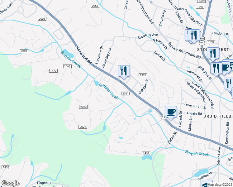 map of restaurants, bars, coffee shops, grocery stores, and more near 1975 Haywood Road in Hendersonville