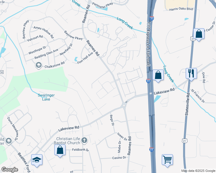 map of restaurants, bars, coffee shops, grocery stores, and more near 4212 Nappa Oak Drive in Charlotte