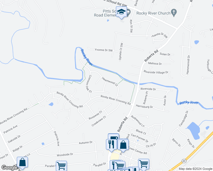 map of restaurants, bars, coffee shops, grocery stores, and more near 4290 Red Spruce Lane in Harrisburg