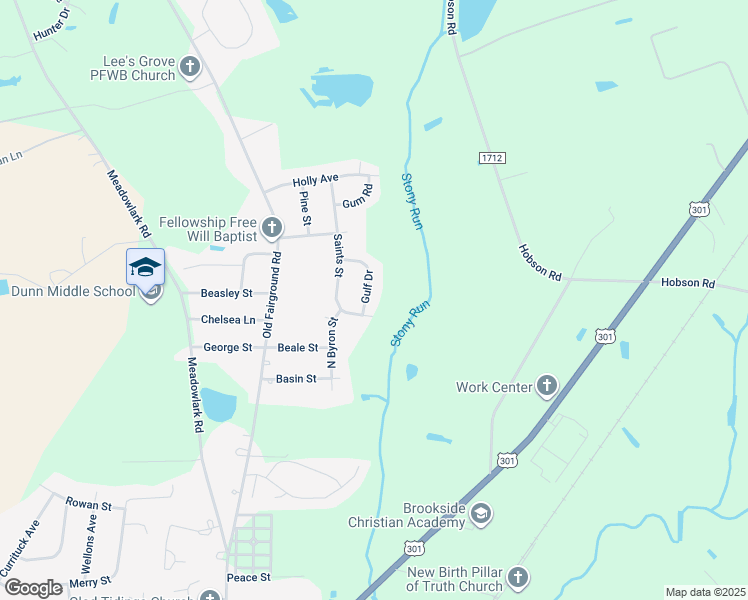 map of restaurants, bars, coffee shops, grocery stores, and more near 121 Gulf Drive in Dunn
