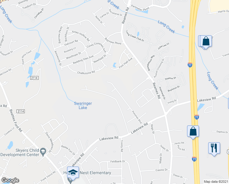 map of restaurants, bars, coffee shops, grocery stores, and more near 8931 Potomac Boulevard in Charlotte
