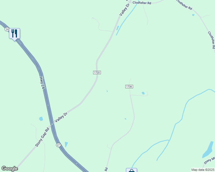 map of restaurants, bars, coffee shops, grocery stores, and more near 26602 Valley Drive in Albemarle