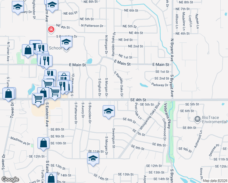 map of restaurants, bars, coffee shops, grocery stores, and more near 1308 Southeast 3rd Street in Oklahoma City