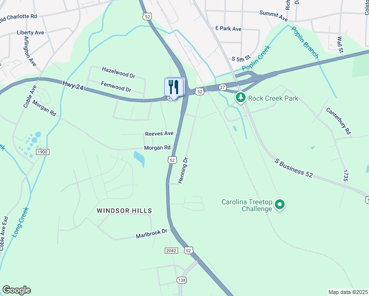 map of restaurants, bars, coffee shops, grocery stores, and more near 236 Henning Dr in Albemarle