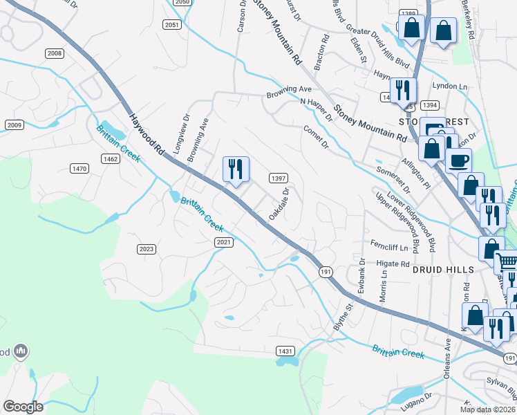 map of restaurants, bars, coffee shops, grocery stores, and more near 1968 Haywood Road in Hendersonville