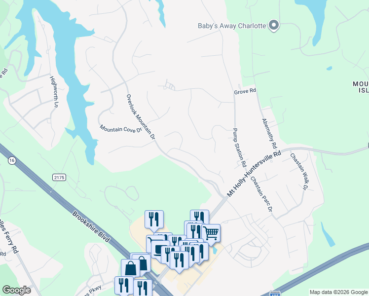 map of restaurants, bars, coffee shops, grocery stores, and more near 11719 Renee Savannah Lane in Charlotte