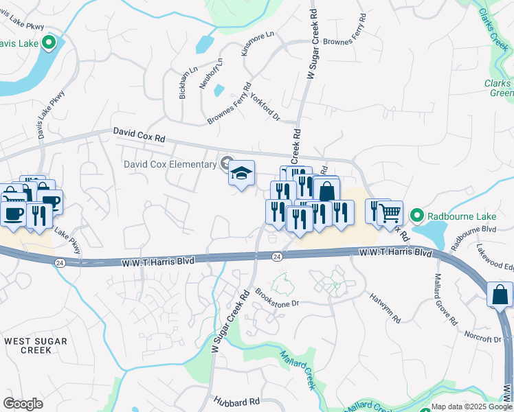 map of restaurants, bars, coffee shops, grocery stores, and more near in Charlotte