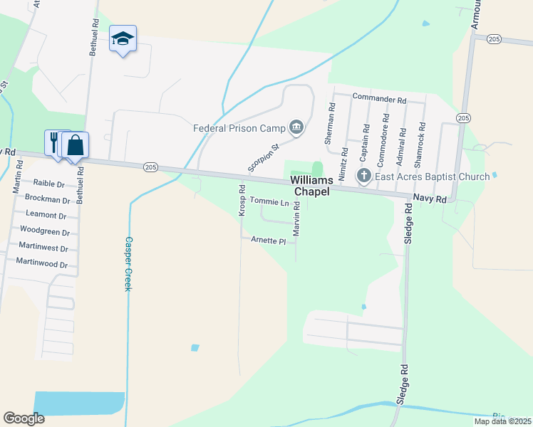 map of restaurants, bars, coffee shops, grocery stores, and more near 6701 Louise Drive in Millington