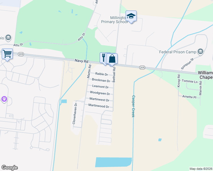 map of restaurants, bars, coffee shops, grocery stores, and more near 6356 Leamont Drive in Millington