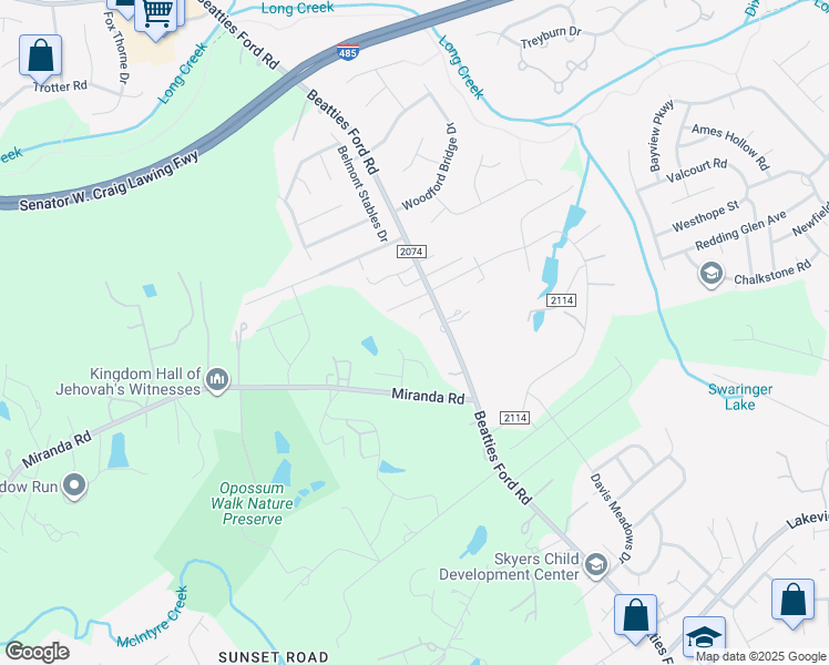 map of restaurants, bars, coffee shops, grocery stores, and more near in Charlotte