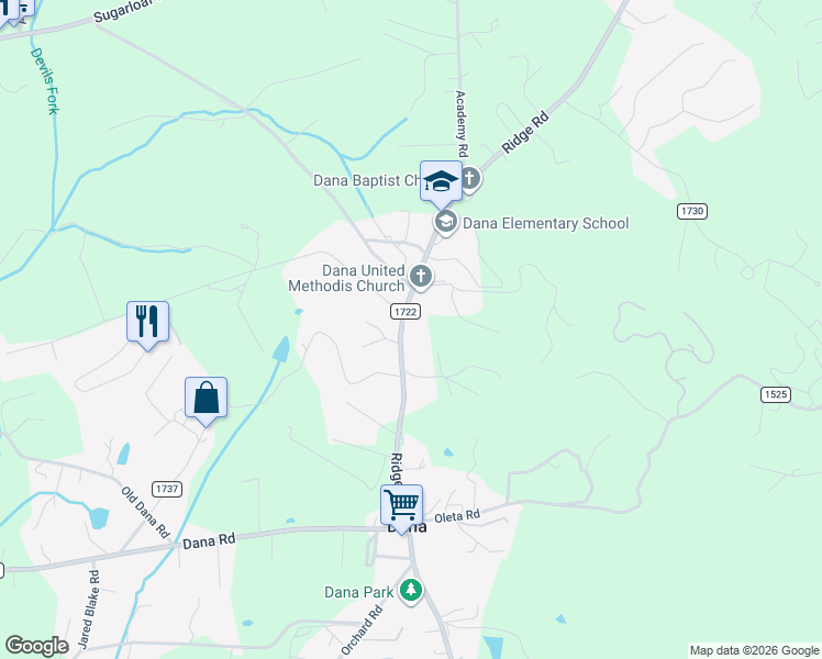 map of restaurants, bars, coffee shops, grocery stores, and more near 440 Kerr Ridge Drive in Hendersonville