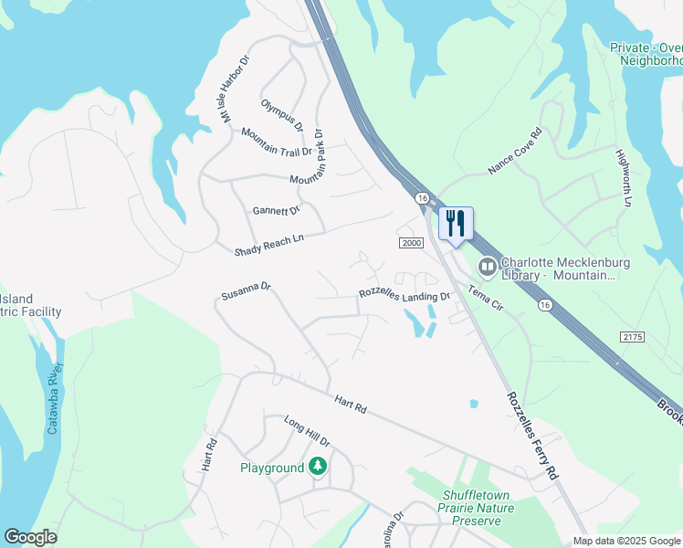 map of restaurants, bars, coffee shops, grocery stores, and more near 12418 Hennigan Place Lane in Charlotte