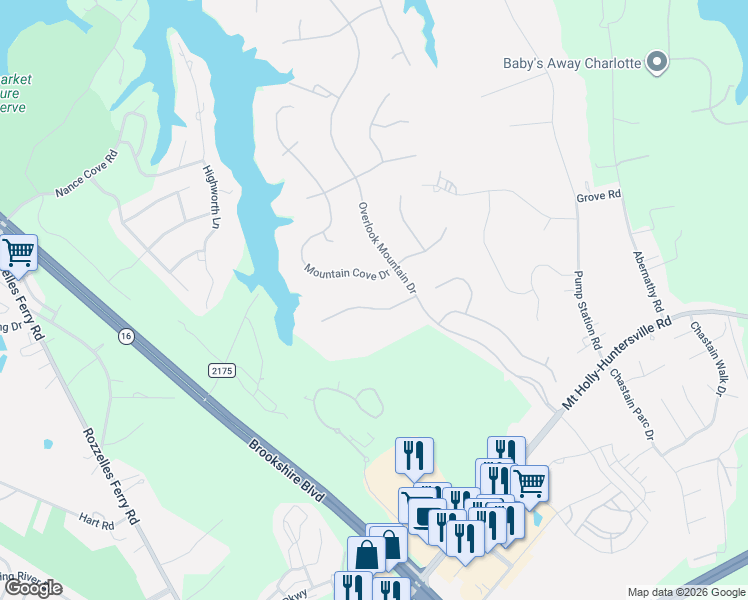 map of restaurants, bars, coffee shops, grocery stores, and more near 4111 Nicole Eileen Lane in Charlotte