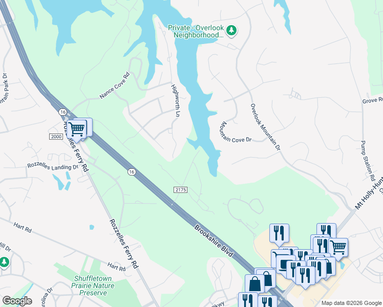 map of restaurants, bars, coffee shops, grocery stores, and more near 4900 Mountain Island Drive West in Charlotte