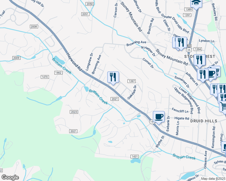 map of restaurants, bars, coffee shops, grocery stores, and more near 1975 Haywood Road in Hendersonville