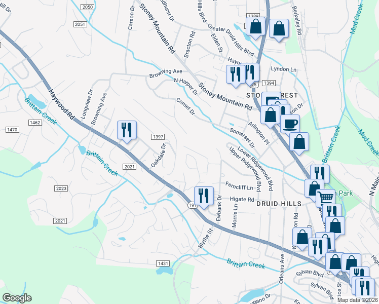map of restaurants, bars, coffee shops, grocery stores, and more near 168 Allen Paul Road in Hendersonville