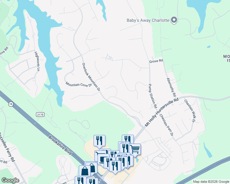 map of restaurants, bars, coffee shops, grocery stores, and more near 11719 Renee Savannah Lane in Charlotte