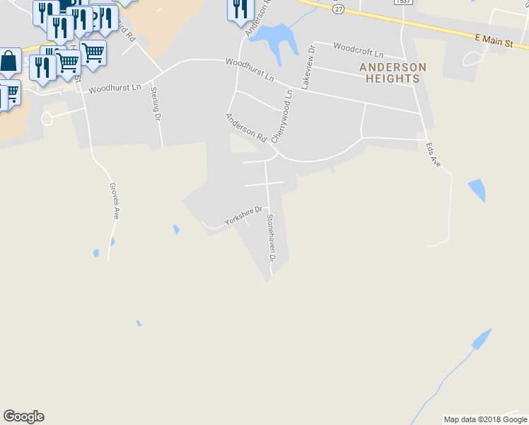 map of restaurants, bars, coffee shops, grocery stores, and more near 2300 Stonehaven Drive in Albemarle