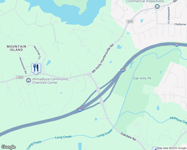 map of restaurants, bars, coffee shops, grocery stores, and more near 6210 Mount Holly-Huntersville Road in Charlotte