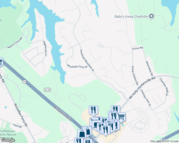 map of restaurants, bars, coffee shops, grocery stores, and more near 4233 Nicole Eileen Lane in Charlotte