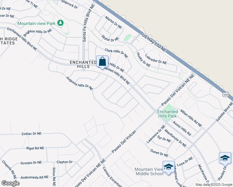 map of restaurants, bars, coffee shops, grocery stores, and more near 4716 Trenton Hills Drive Northeast in Rio Rancho