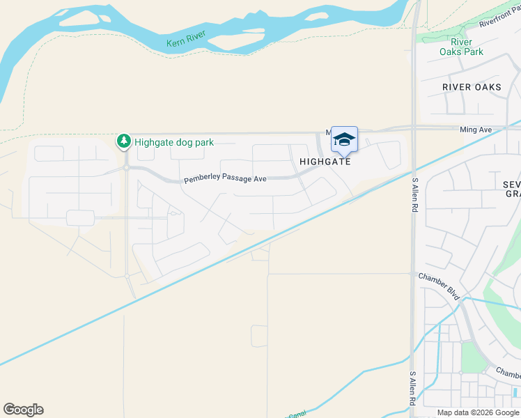 map of restaurants, bars, coffee shops, grocery stores, and more near 13714 Stonethwaite Lane in Bakersfield