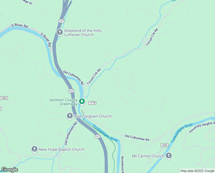 map of restaurants, bars, coffee shops, grocery stores, and more near 69 Red Barn Lane in Sylva