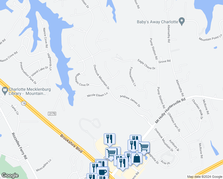 map of restaurants, bars, coffee shops, grocery stores, and more near 11842 Renee Savannah Lane in Charlotte