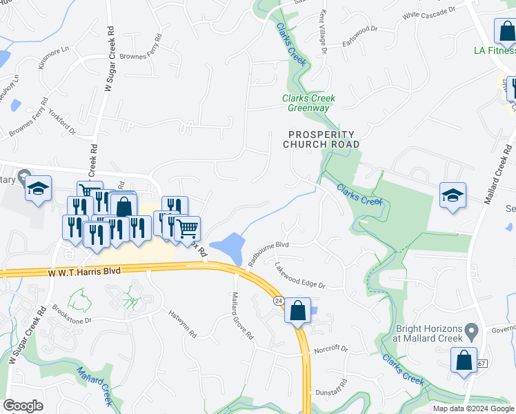 map of restaurants, bars, coffee shops, grocery stores, and more near in Charlotte