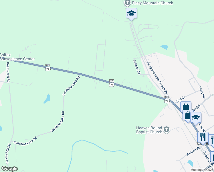 map of restaurants, bars, coffee shops, grocery stores, and more near 2142 U.S. 74 Business in Ellenboro