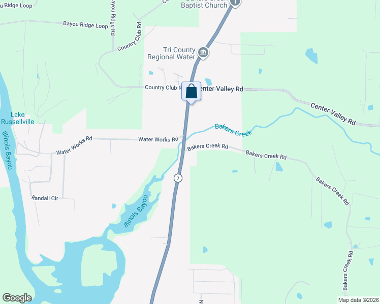 map of restaurants, bars, coffee shops, grocery stores, and more near 4800 North Arkansas Avenue in Russellville