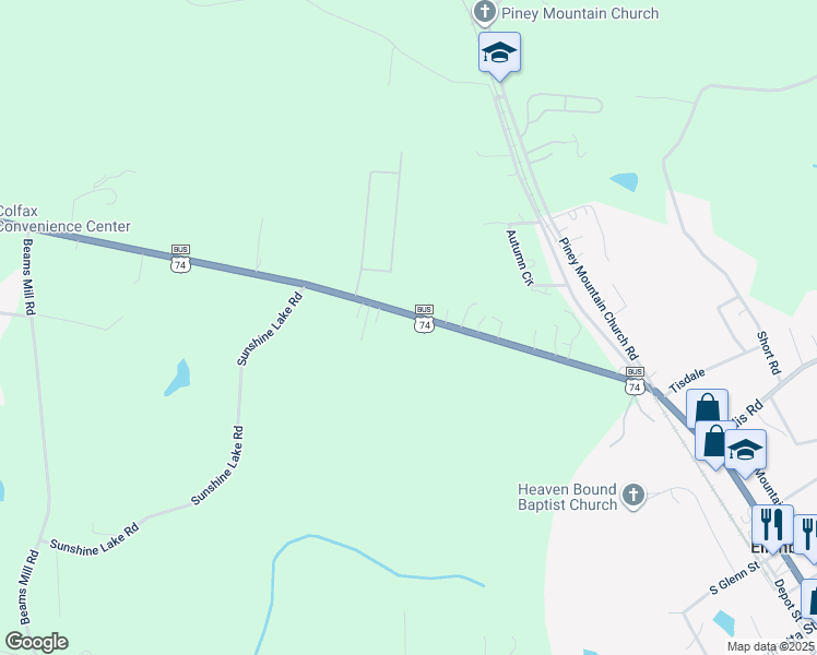 map of restaurants, bars, coffee shops, grocery stores, and more near 2142 U.S. 74 Business in Ellenboro