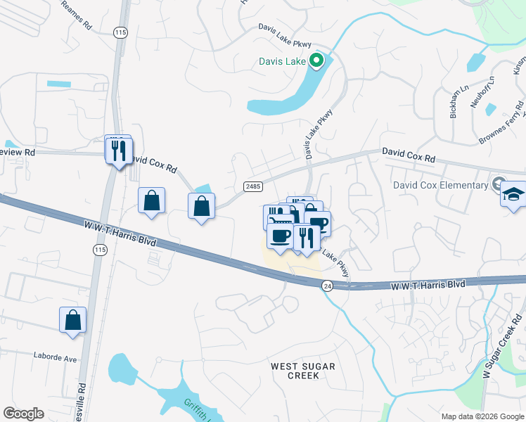 map of restaurants, bars, coffee shops, grocery stores, and more near in Charlotte