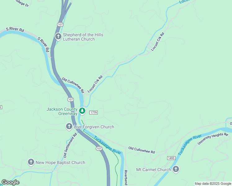 map of restaurants, bars, coffee shops, grocery stores, and more near 69 Red Barn Lane in Sylva