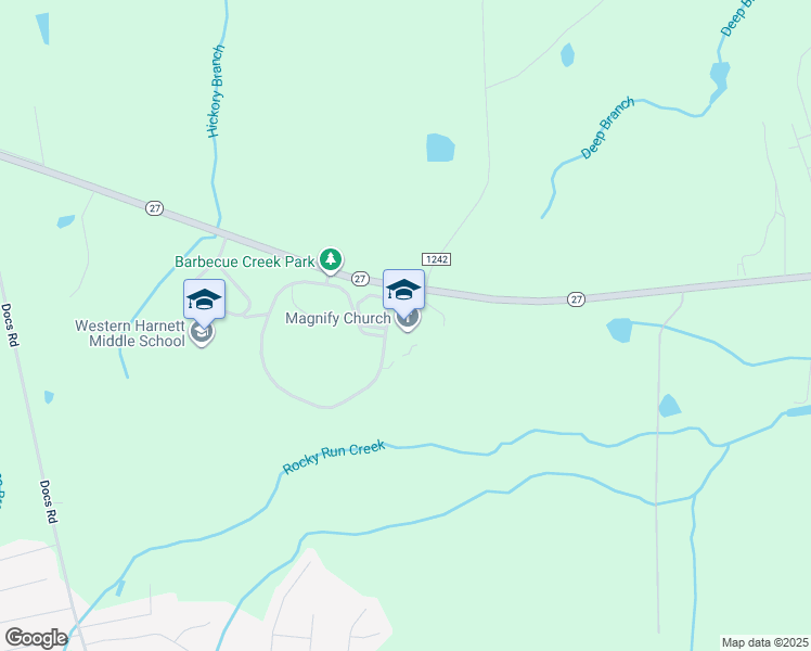 map of restaurants, bars, coffee shops, grocery stores, and more near 10637 North Carolina 27 in Lillington