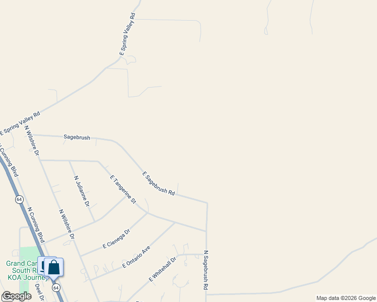 map of restaurants, bars, coffee shops, grocery stores, and more near 1843 East Sagebrush Road in Williams