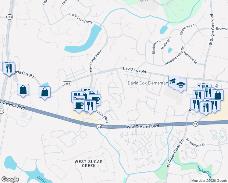 map of restaurants, bars, coffee shops, grocery stores, and more near in Charlotte