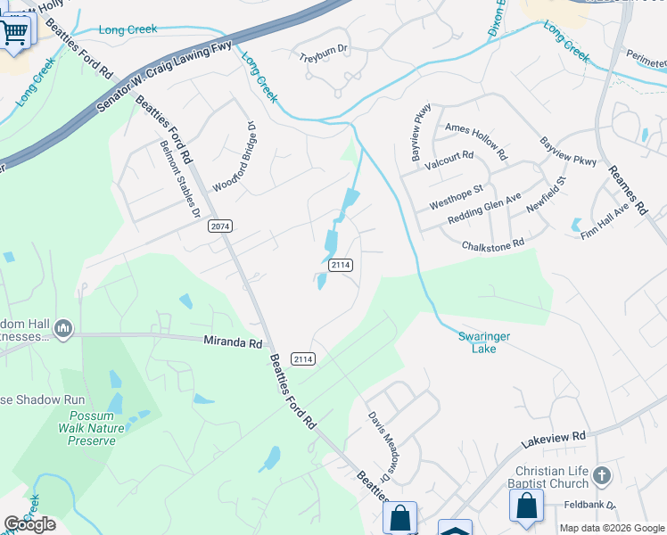 map of restaurants, bars, coffee shops, grocery stores, and more near in Charlotte