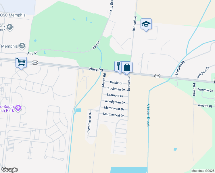 map of restaurants, bars, coffee shops, grocery stores, and more near 6294 Brockman Drive in Millington