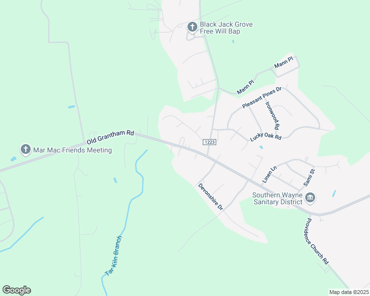 map of restaurants, bars, coffee shops, grocery stores, and more near 1628 Old Grantham Road in Goldsboro